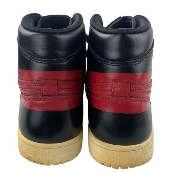 Nike Air Jordan 1 Retro Men's Black Leather High Top Athletic Sneakers Shoes 12 - Picture 3 of 5